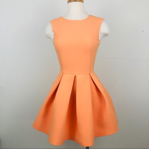 [AQ/AQ] Orange Structured Skater Floyd Dress - Picture 2 of 8